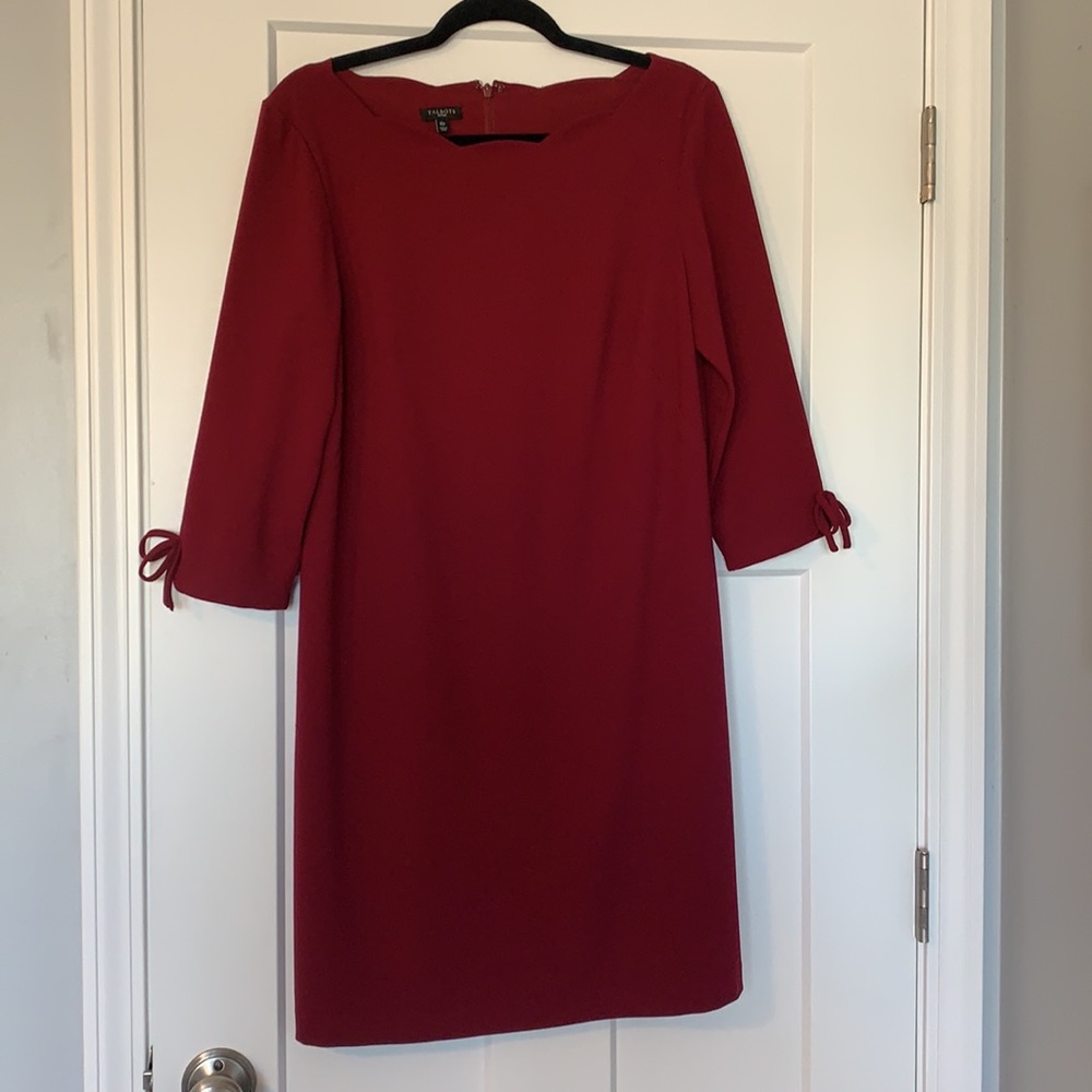Talbots 10P Long Sleeve Dress Burgundy